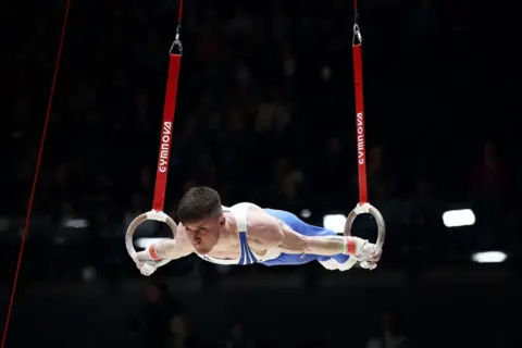Harry Hepworth of Leeds Gymnastics Club competes