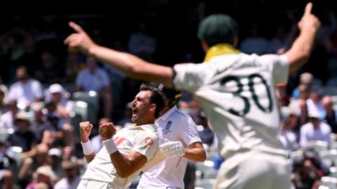 Mitchell Starc celebrates a wicket