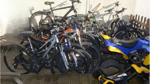 Pile of stolen bikes in Huddersfield