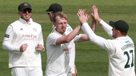Lyndon James a wicket for Notts