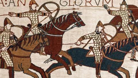 A close-up of the Bayeaux tapestry