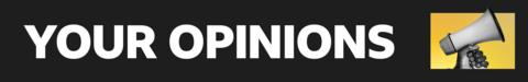 BBC Your Opinions banner on a black background with a handheld megaphone at the end