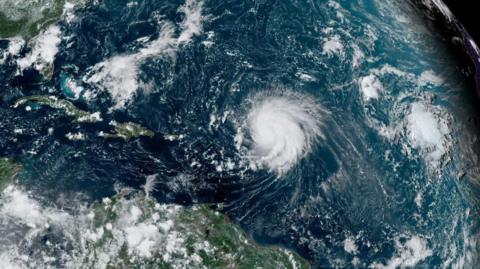 Satellite image of Hurricane Lee over the Atlantic Ocean