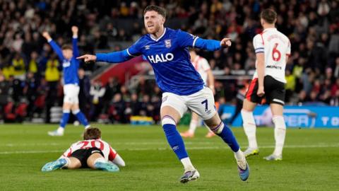 Wes Burns celebrates after scoring at Southampton