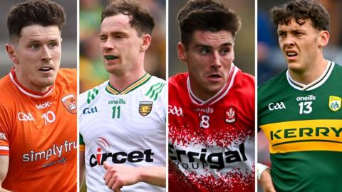 Armagh's Joe McElroy, Donegal's Ciaran Thompson, Derry's Conor Doherty and Kerry's David Clifford