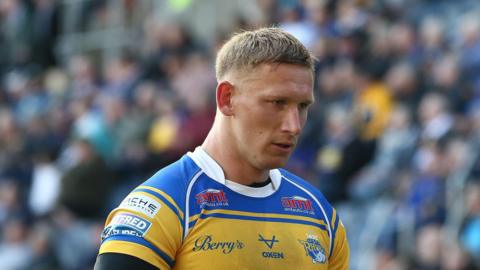 Mikolaj Oledzki looking slightly downwards during a Leeds Rhinos match