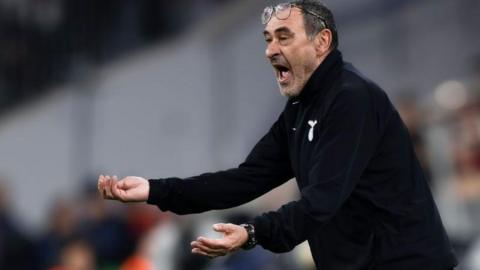 Maurizio Sarri gesticulates from the sidelines during his time with Lazio