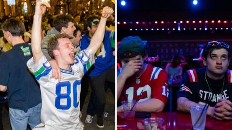 Patriot and Seahawk fans are reacting to the Super Bowl win and loss.