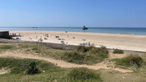 Le Braye beach sea wall in Jersey