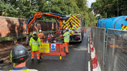 Roadworks on the A52 in Nottingham