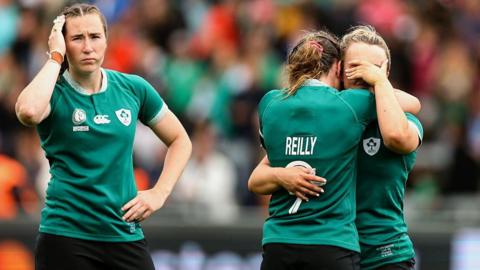 Eve Higgins, Stacey Flood and Aoibhin Reilly distraught after Ireland's World Cup loss