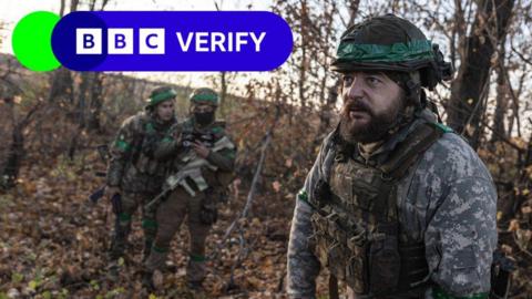 A Ukrainian soldier near Toretsk, Donetsk. 