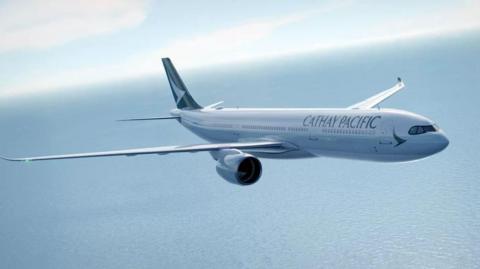 General view of a Cathay Pacific aeroplane 