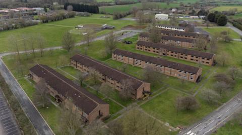 Ariel view of a former RAF airfield base in Essex