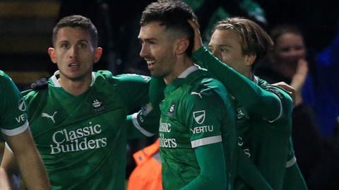 Ryan Hardie celebrates scoring for Argyle