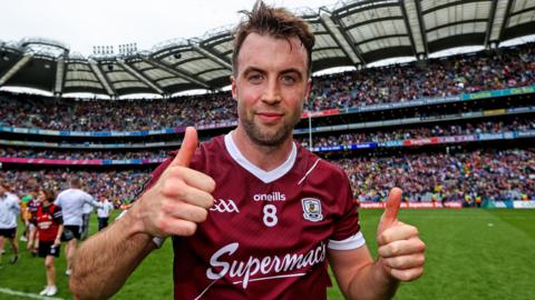 Paul Conroy celebrates a Galway win