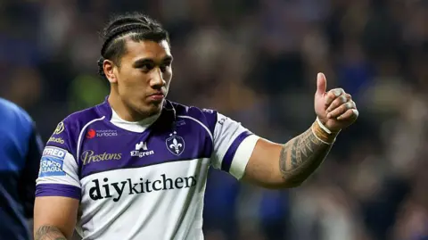 Wakefield Trinity's Tray Lolesio gives the fans a thumbs up