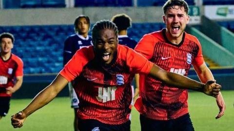 Birmingham City's under-21 players celebrate a goal