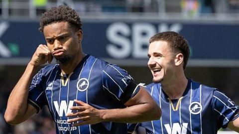 Tairyk Arconte of Millwall celebrates after scoring his team's second goal of the game