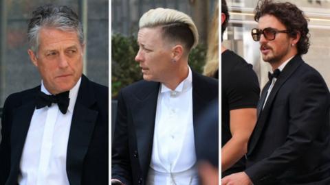 Composite picture of celebrities arriving ahead of Taylor Swift's rumoured wedding event
