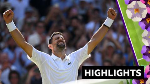 Novak Djokovic raises his arms in celebration