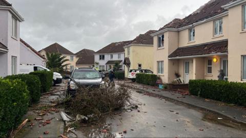 Storm stricken street in Jersey