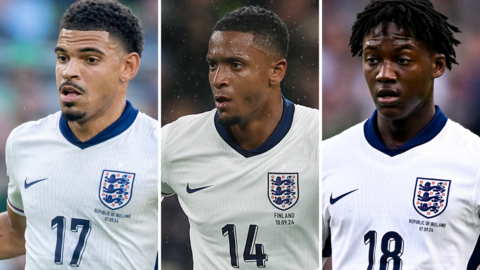 England's Morgan Gibbs-White, Ezri Konsa and Kobbie Mainoo 