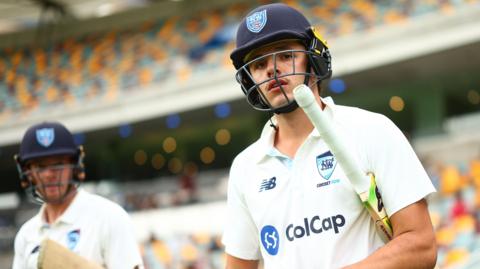 Sam Konstas walking out to bat for New South Wales