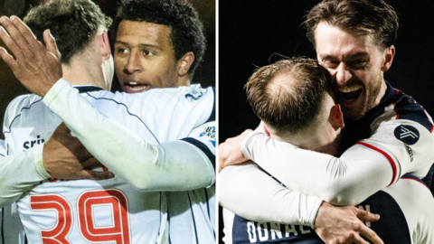 Dunfermline Athletic and Falkirk celebrate