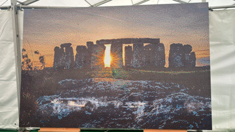 Lego Stonehenge mosaic on display