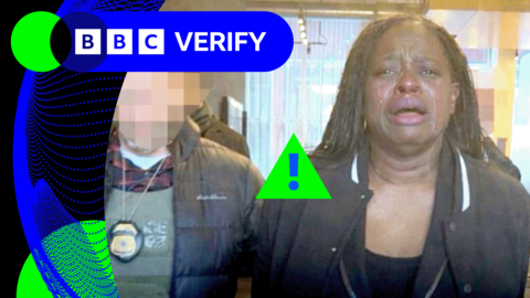 An AI-manipulated image shared by the White House showing a woman apparently crying after her arrest