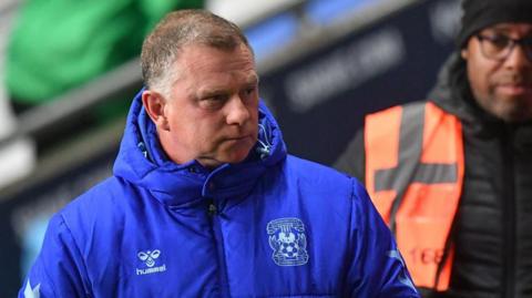 Former Coventry City boss Mark Robins during their game with Blackburn Rovers in October 2024