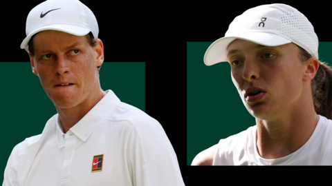 Split image of Jannik Sinner and Iga Swiatek
