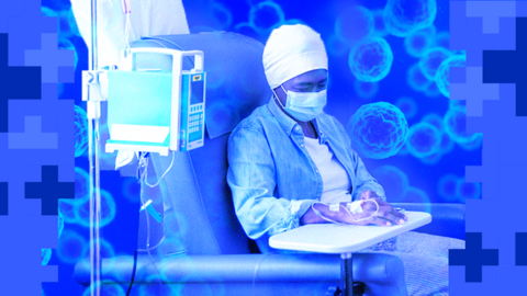 Person receiving cancer treatment
