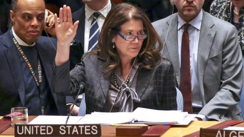 Dorothy Camille Shea votes at the UN Security Council in New York, 24 February