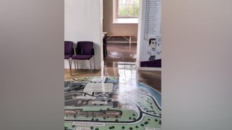 A flooded floor of the museum 