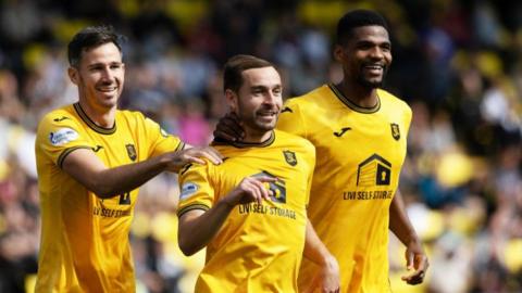 Scott Pittman celebrates his goal for Livingston