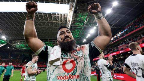 Bundee Aki celebrates