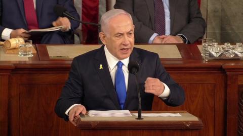 Benjamin Netanyahu addresses both chambers of Congress in the US