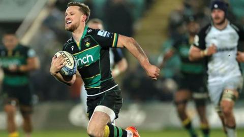 Rory Hutchinson in action for Northampton Saints