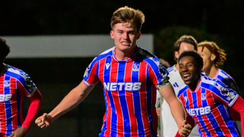 Luke Browne celebrates scoring for Crystal Palace's Under-21 side
