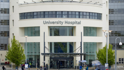 The main entrance to University Hospitals Coventry and Warwickshire