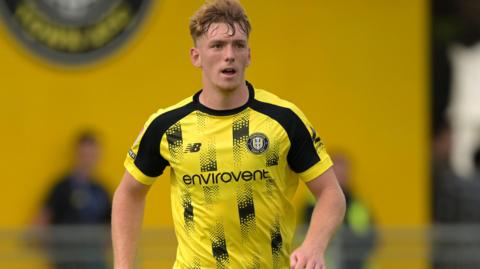 Bobby Faulkner in action for Harrogate Town during his spell with them on loan last season