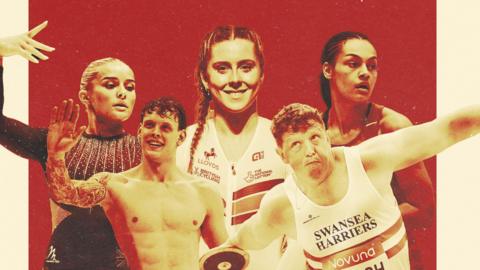 Gymnast Ruby Evans, swimmer Matt Richards, cyclist Emma Finucane, discus thrower Harrison Walsh and netball player Caris Morgan
