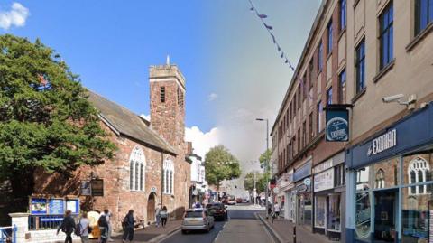 A Google street view of Fore Street in Exeter city centre