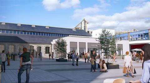 Artist's impression of Newton Abbot market square upgrade