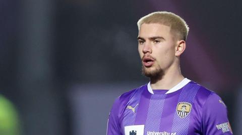 Charlie Whitaker in action for Notts County