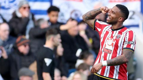 Tyrese Campbell celebrating his goal against QPR