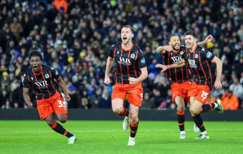 Danny Batth celebrates his equaliser for Blackburn Rovers against Leeds United United 