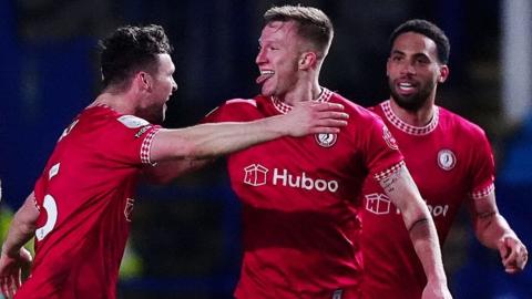 Bristol City's Ross McCrorie sticks his tongue out after scoring against Sheffield Wednesday